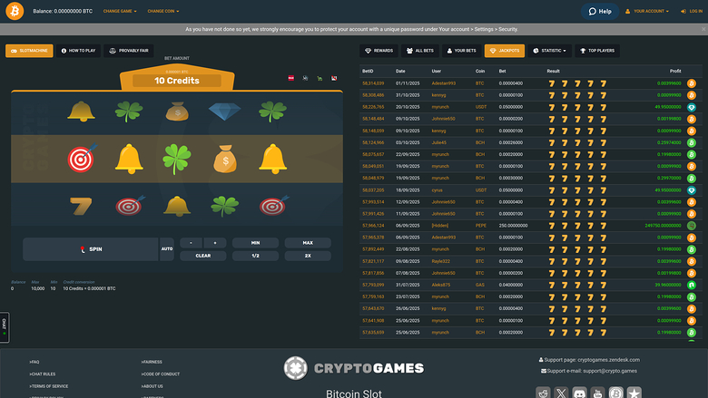 Cryptogames Casino Jackpot Desktop