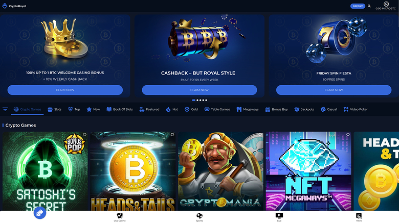 CryptoRoyal Casino Games Desktop