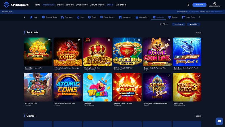 CryptoRoyal Casino Jackpot Desktop