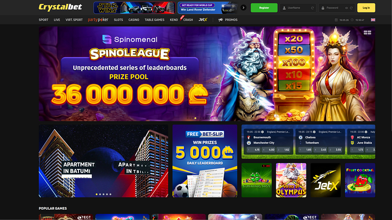 Pagina iniziale del casinò CrystalBet