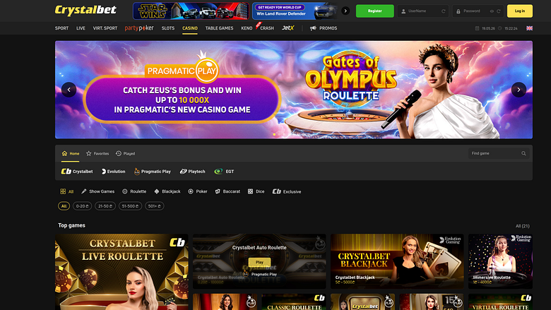 Casinò CrystalBet con croupier dal vivo