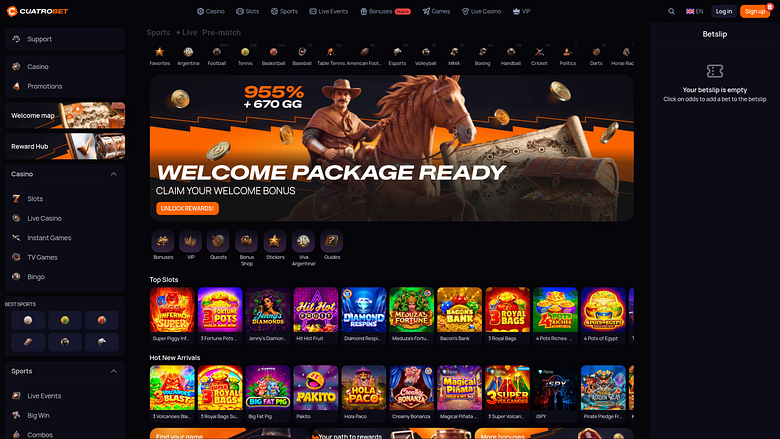 CuatroBet Casino homepage