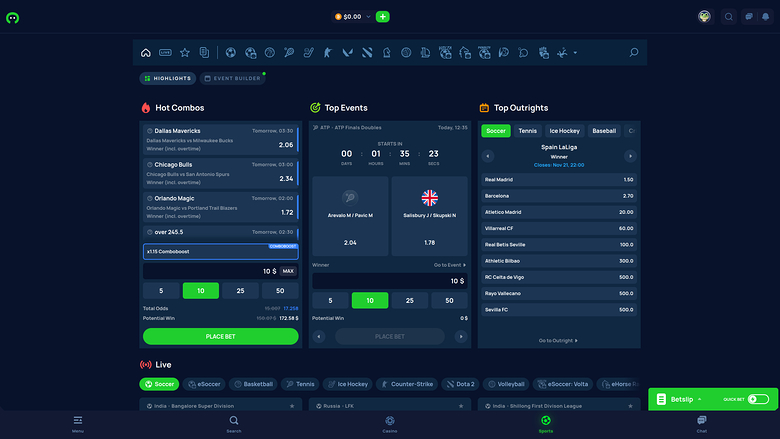 Cybet Casino Live Sports Desktop