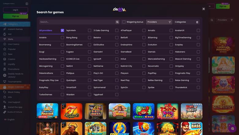 Développeurs de jeux du Daddy Casino Version de bureau