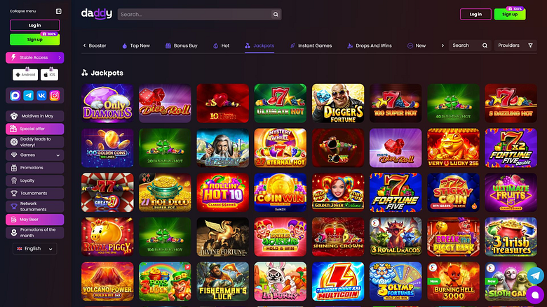 Изображение для рабочего стола Daddy Casino: Джекпот