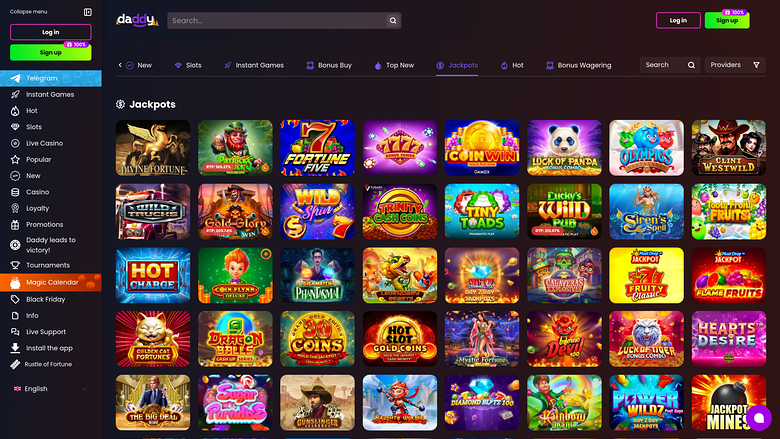 Jackpot du Daddy Casino Version de bureau