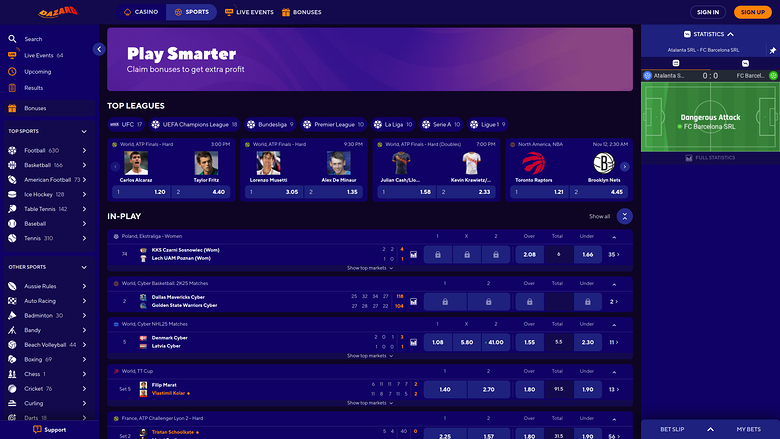 Sports du Dazard Casino Version de bureau