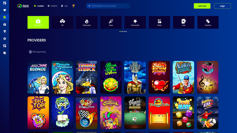 Développeurs de jeux du Dazzle Casino Version de bureau