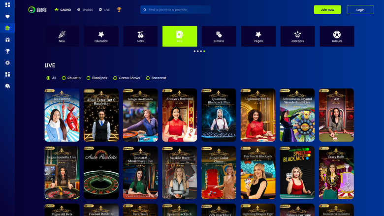 Croupier en direct du Dazzle Casino Version de bureau