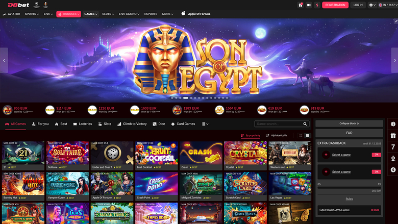 Jeux de casino Dbbet sur ordinateur