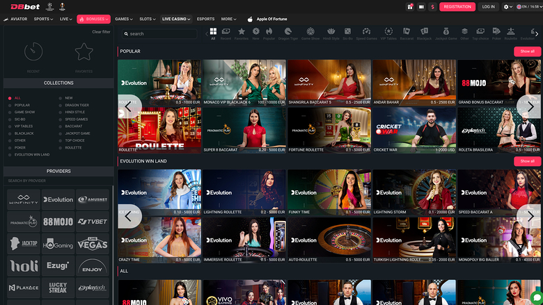 Casino Dbbet sur ordinateur avec croupier en direct