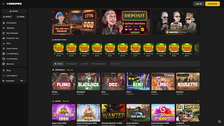 Dedprz Casino Desktop-Hintergrundbild-Homepage