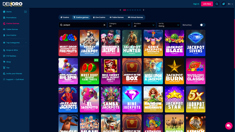 Джекпот кази но Del Oro (версия для компьютера)