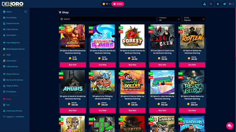 Del Oro Casino Desktop Shop