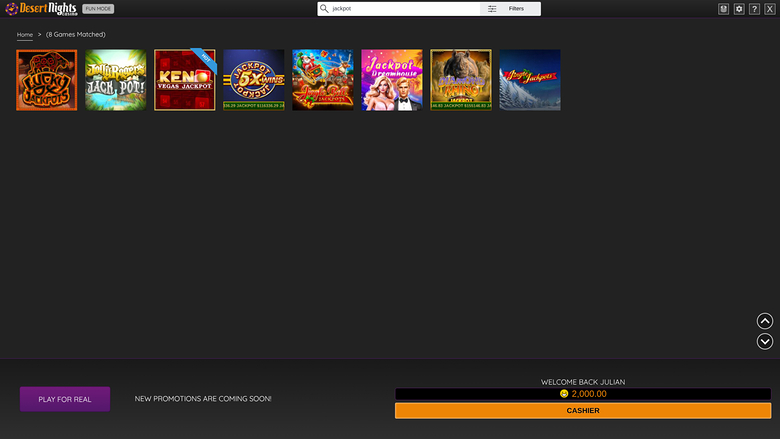 Джекпот казино Desert Nights для компьютера