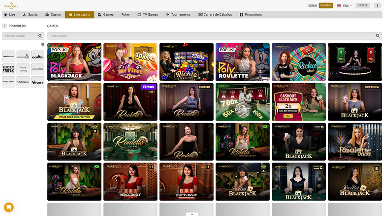 Crupier en vivo de Diamante Casino Escritorio