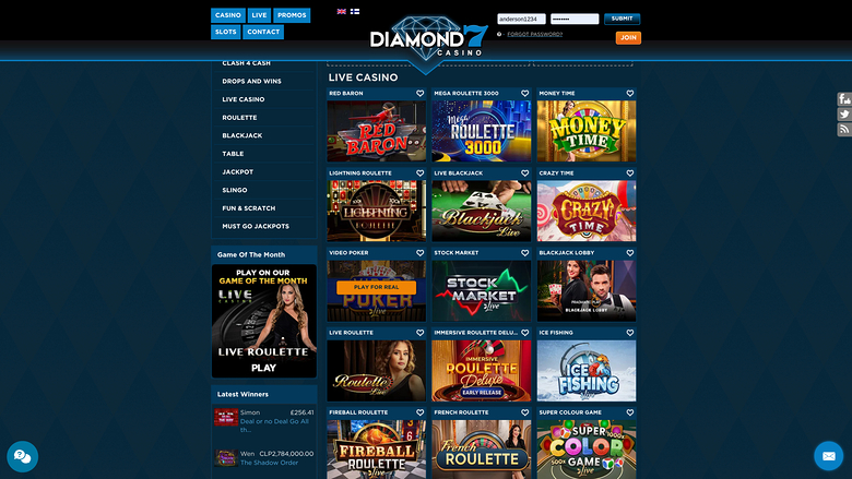 Croupier en direct du casino Diamond7 Ordinateur de bureau