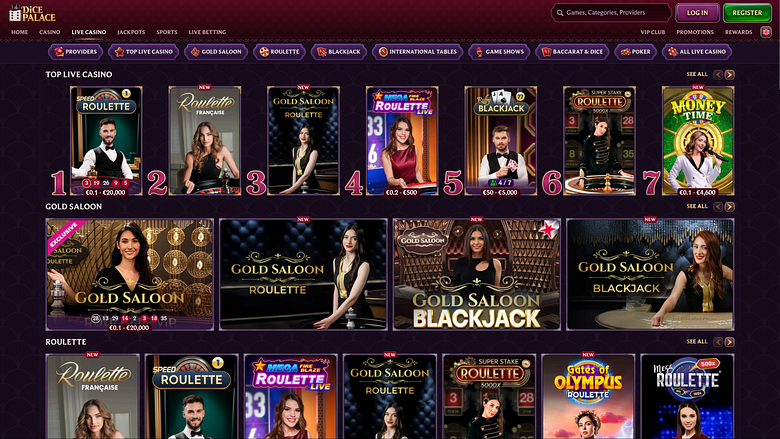 Pagina dei croupier dal vivo del casinò DicePalace