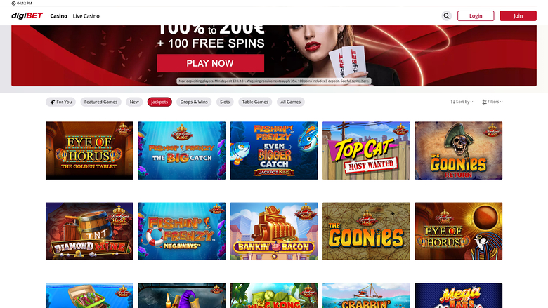 Jackpot du casino Digibet Ordinateur de bureau