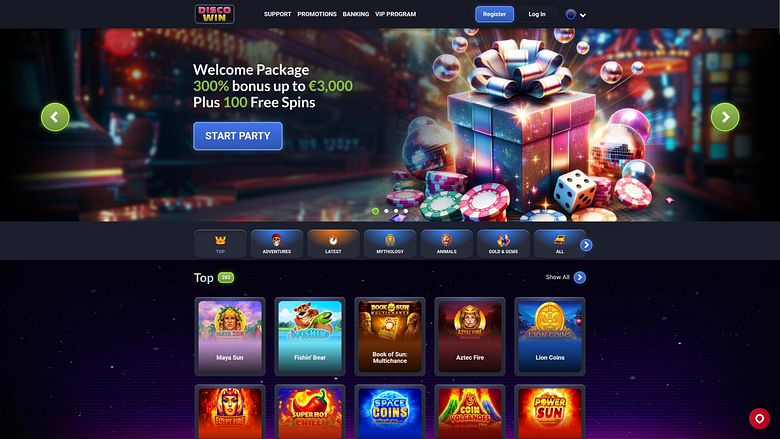 Disco Win Casino homepage 