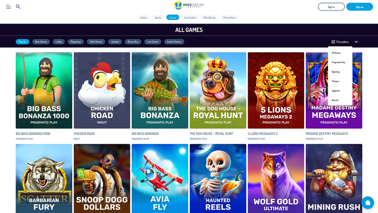 Desarrolladores de juegos de DogsFortune Casino Escritorio