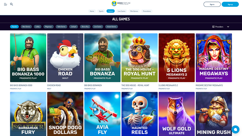 Juegos de DogsFortune Casino Escritorio