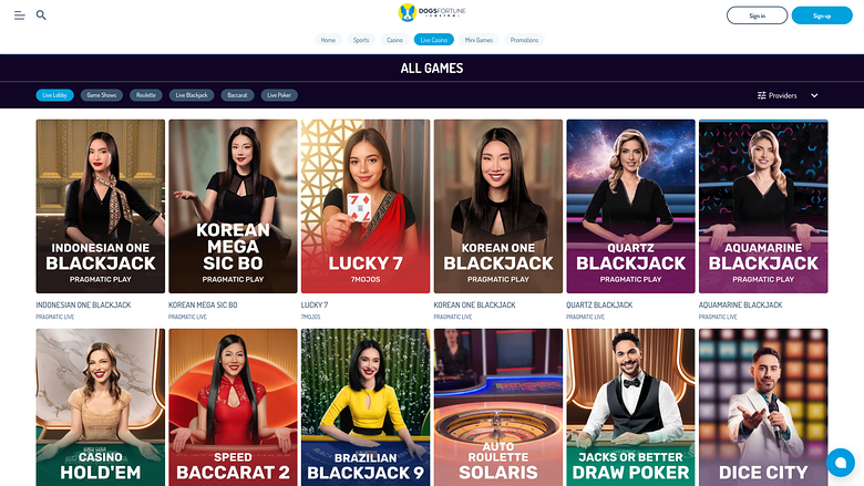 Casino en vivo de DogsFortune Escritorio
