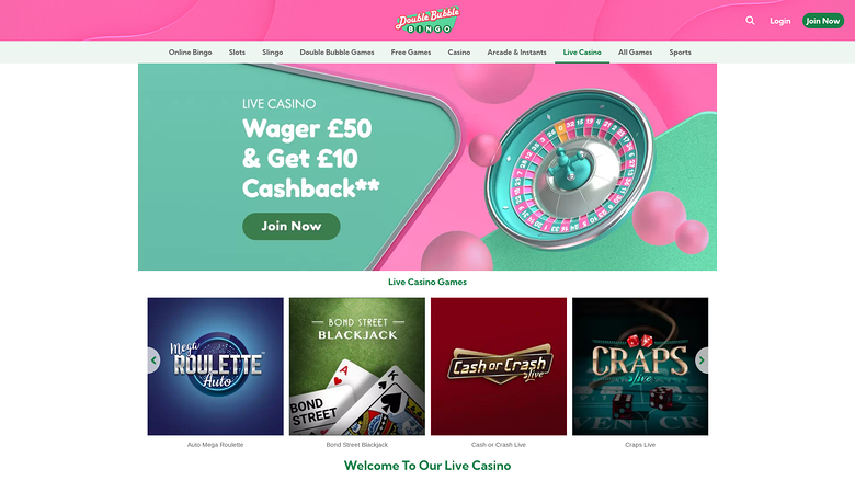 Live dealer Double Bubble Bingo Desktop