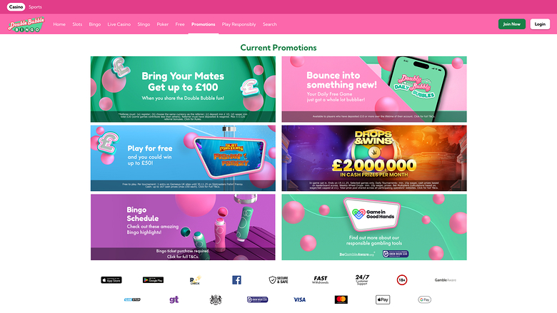 Promozioni Double Bubble Bingo Desktop