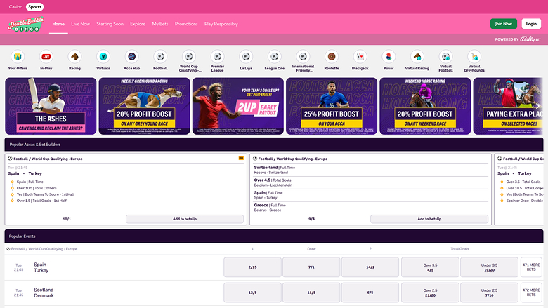 Sport Double Bubble Bingo Desktop