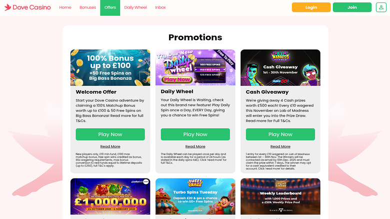 Promotions Dove Casino Bureau