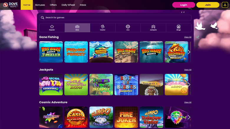 Juegos de Dove Slots Casino Escritorio