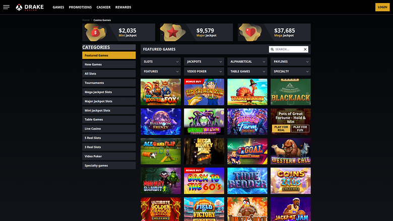 Jeux du casino Drake Desktop