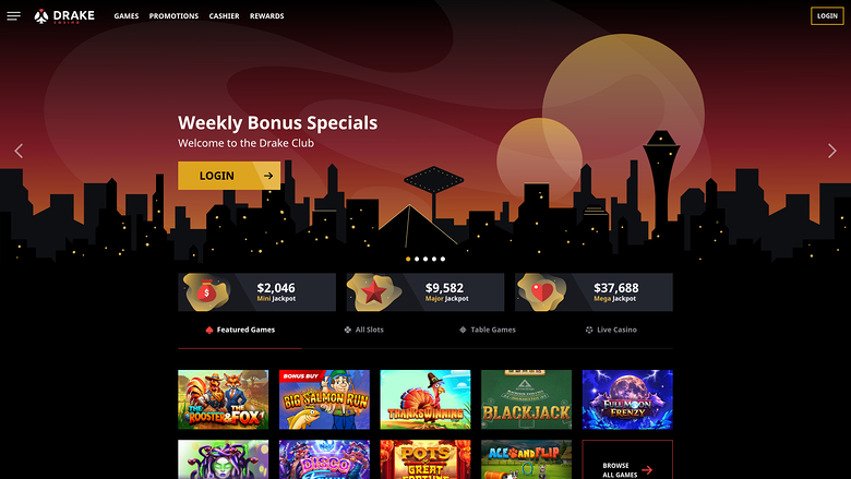 Page d’accueil du casino Drake Desktop