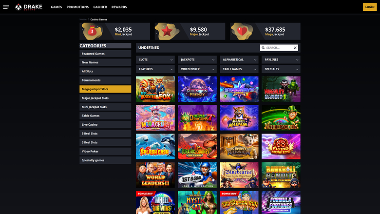 Jackpots du casino Drake Desktop