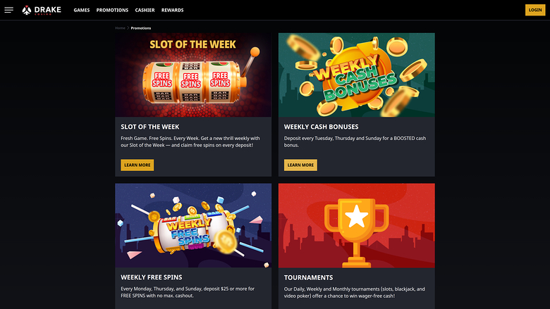 Promotions du casino Drake Desktop