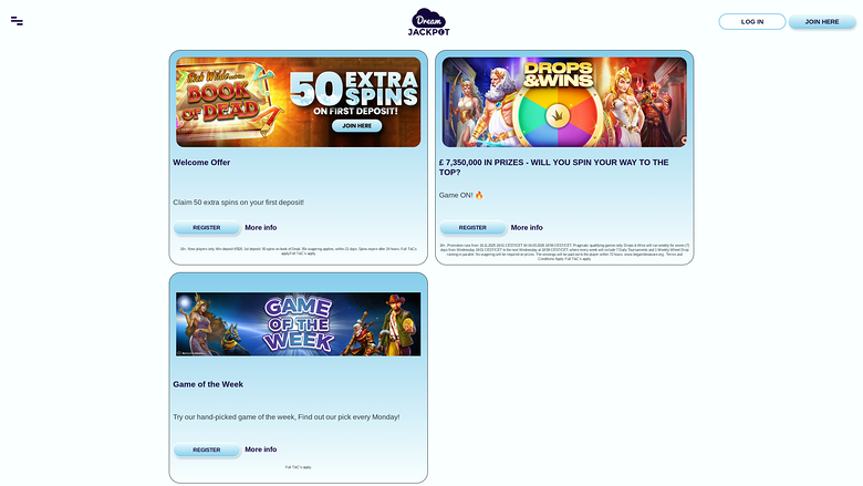 Promotions du casino Dream Jackpot Desktop