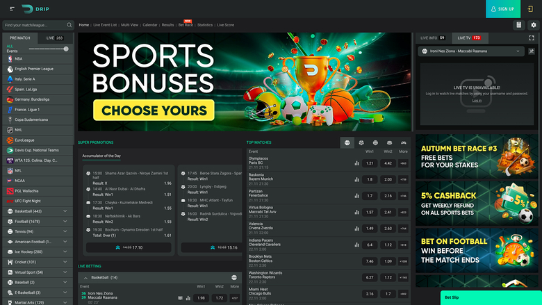 Drip Casino Sports Desktop