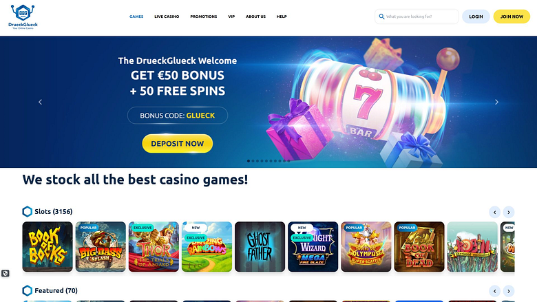 Image de bureau du casino DrueckGlueck - Page d'accueil
