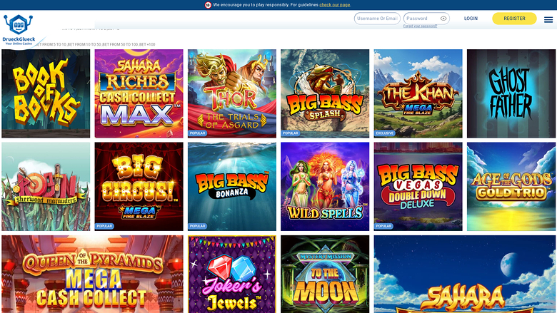 Jackpot de escritorio del casino DrueckGlueck