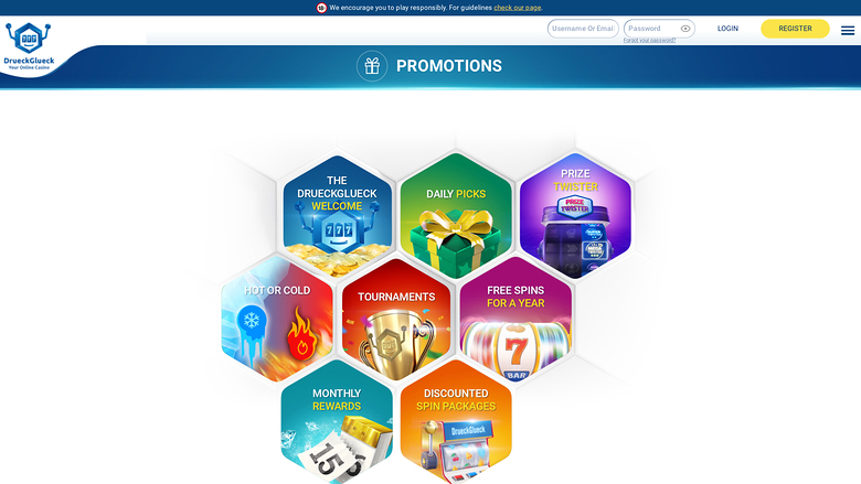 Promociones del casino DrueckGlueck para escritorio
