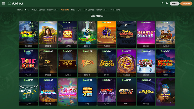 Escritorio con jackpot de Dublinbet Casino