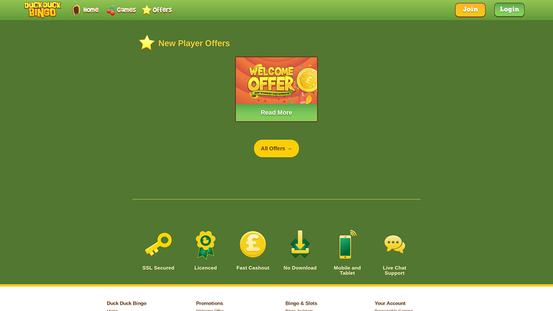 Promotions Duck Duck Bingo sur ordinateur