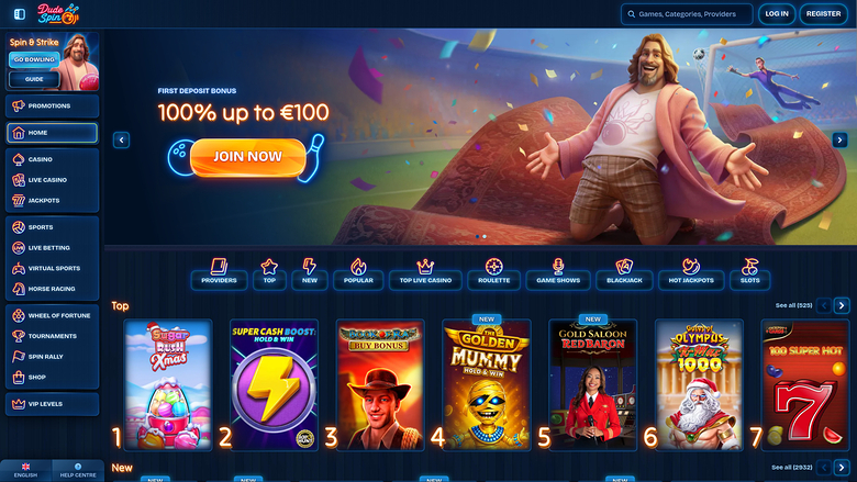 DudeSpin Casino Homepage