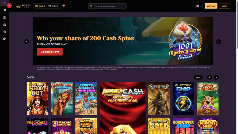 Dukes Casino Desktop Image Homepage