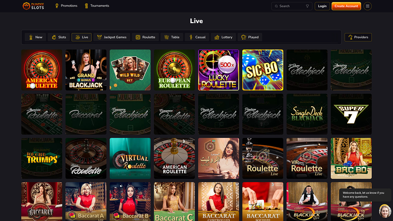 Casino Dundeeslots avec croupier en direct sur ordinateur