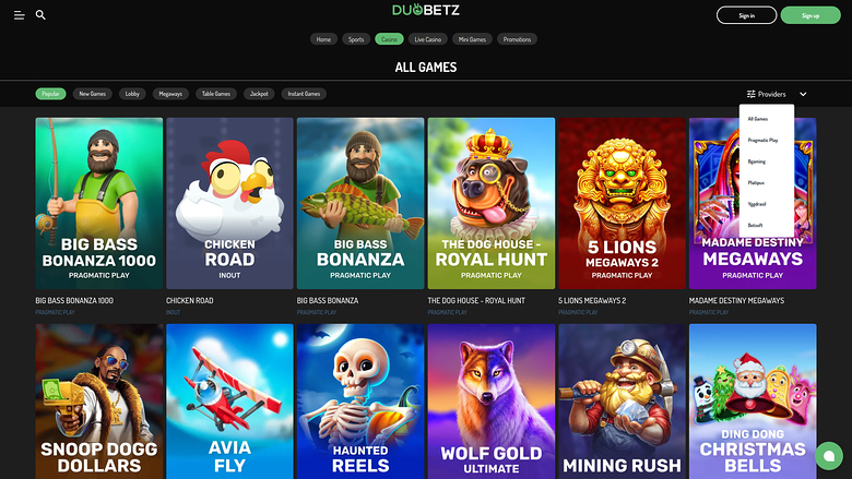 Desarrolladores de juegos de casino Duobetz de escritorio