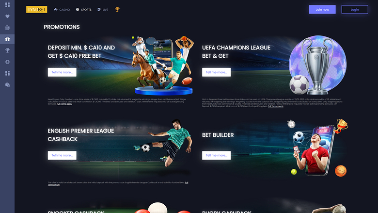 Dynobet Casino-Aktionen Desktop