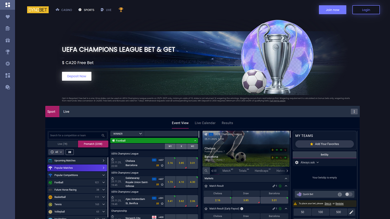 Dynobet Casino Sportarten Desktop