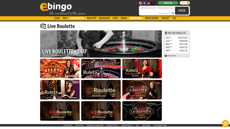 Ebingo avec croupier en direct sur ordinateur